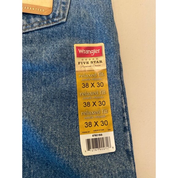 Wrangler Five Star Premium Denim Relaxed Fit Jeans 38x30 Straight Leg - Picture 5 of 13